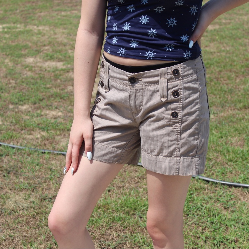 Tan denim shorts
